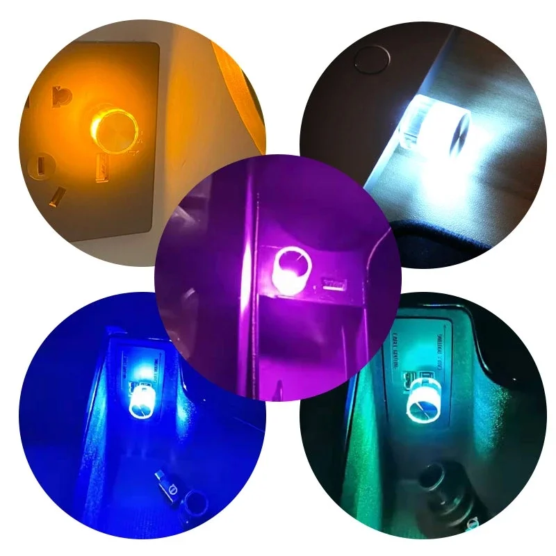 Mini USB Car LED Ambient Lamp Interior Night Light Plug Home Auto Portable Wireless Colorful Atmosphere Lights Decor Bulb