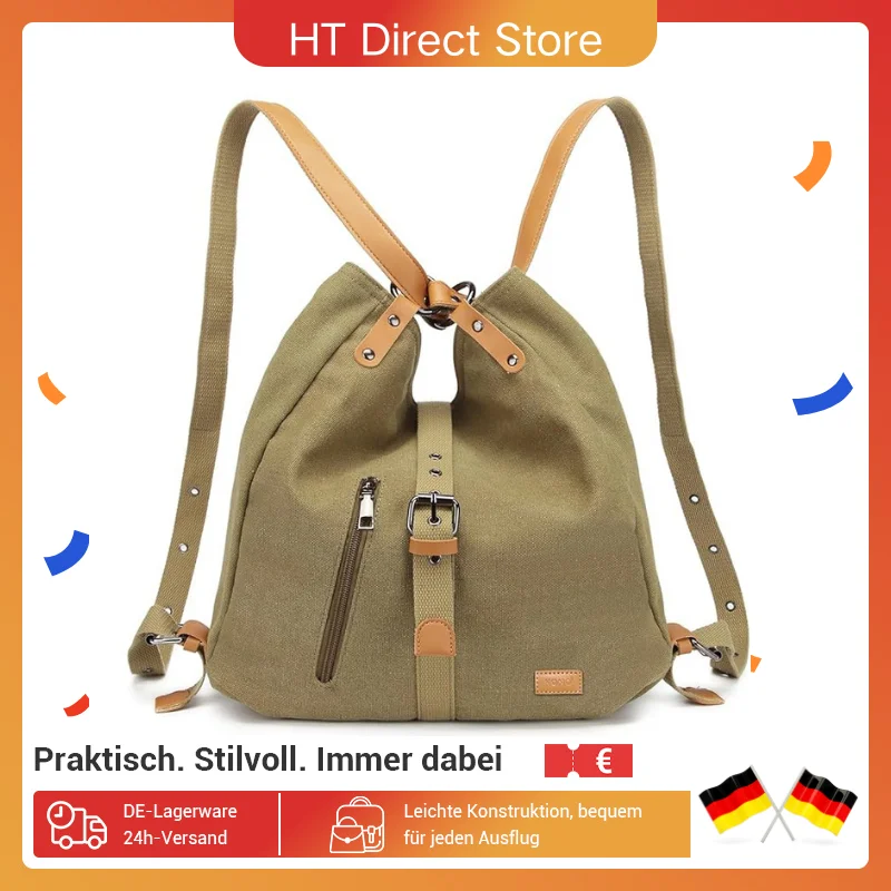 KONO-Grand sac à dos en toile antivol, sac à bandoulière multifonctionnel