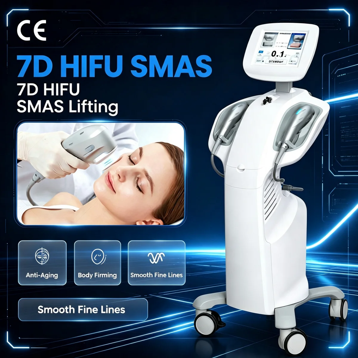 New Arrival 7D HIFU Machine High Intensity Focused Ultrasound SMAS Lifting Skin Tightening Body Firming Salon Equipment