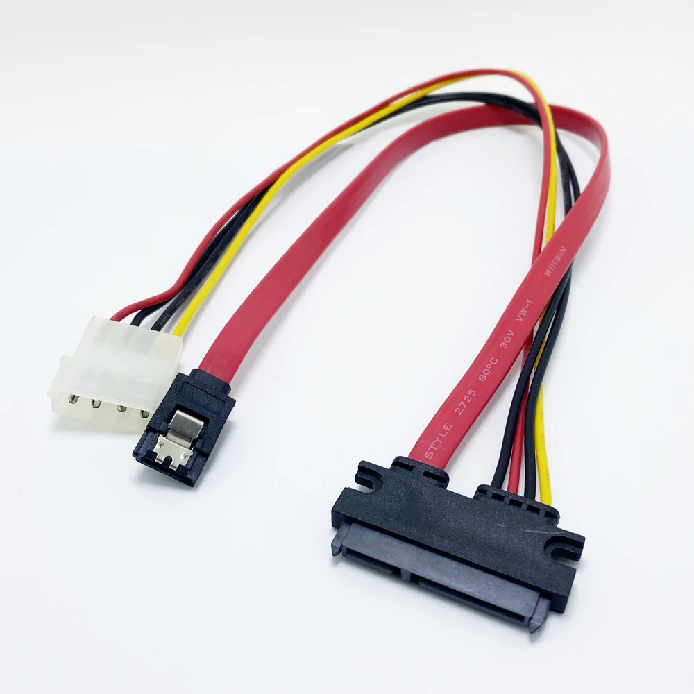 

40cm SATA 7+15-pin Power Cable 22pin to SATA 7pin +4pin IDE Adapter Hard Disk Optical Cable for Desktop Computer 50cm