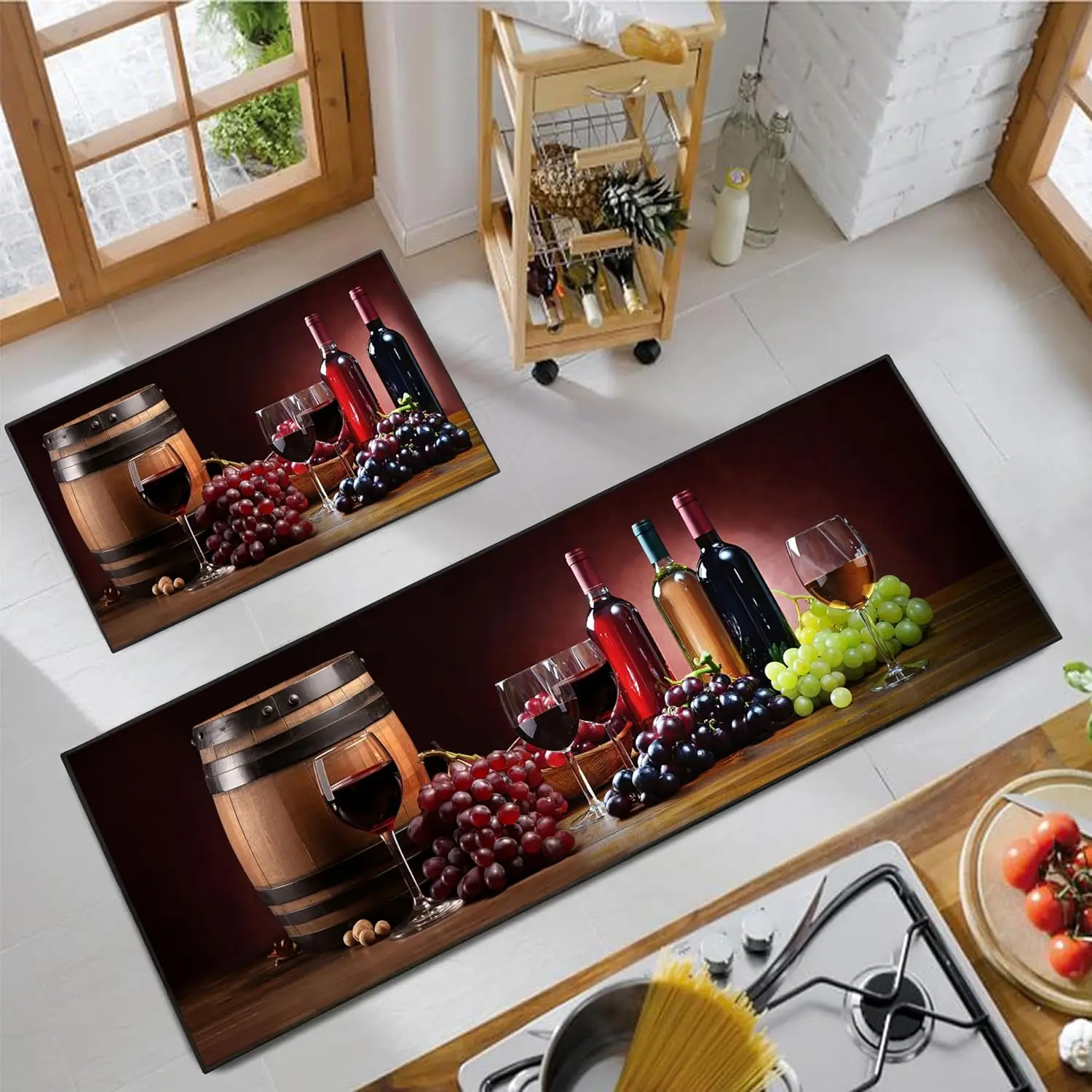 VIKAMA 2-Piece Minimalist Kitchen Rug Set Living Room & Bedroom Door Mat Stain-Resistant Comfortable Floor Mat Home Decor