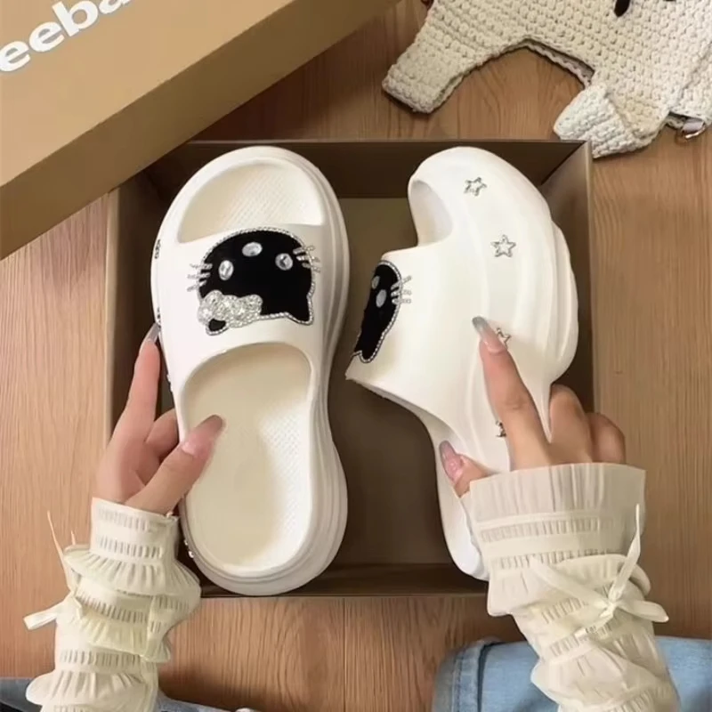 

Мультяшные тапочки Sanrio Hello Kitty, увеличивающие рост, на толстой подошве, удобные и нескользящие, женские, милые, для праздников, подарки