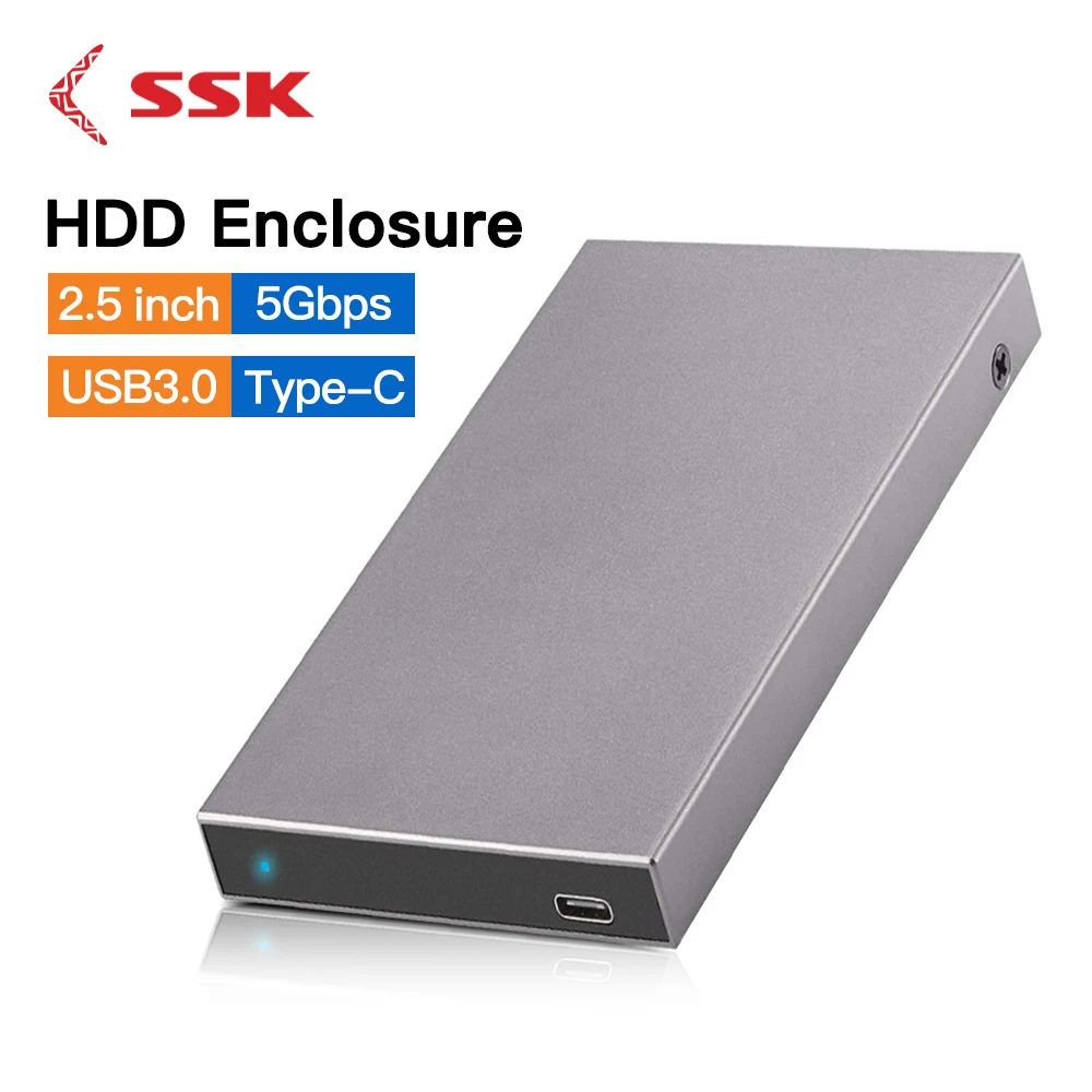 SSK External HDD Case Adapter 2.5 Inch Hard Drive Enclosure USB 3.1 6Gbps To SATA  Aluminum SATA HDD SSD with UASP Compatible