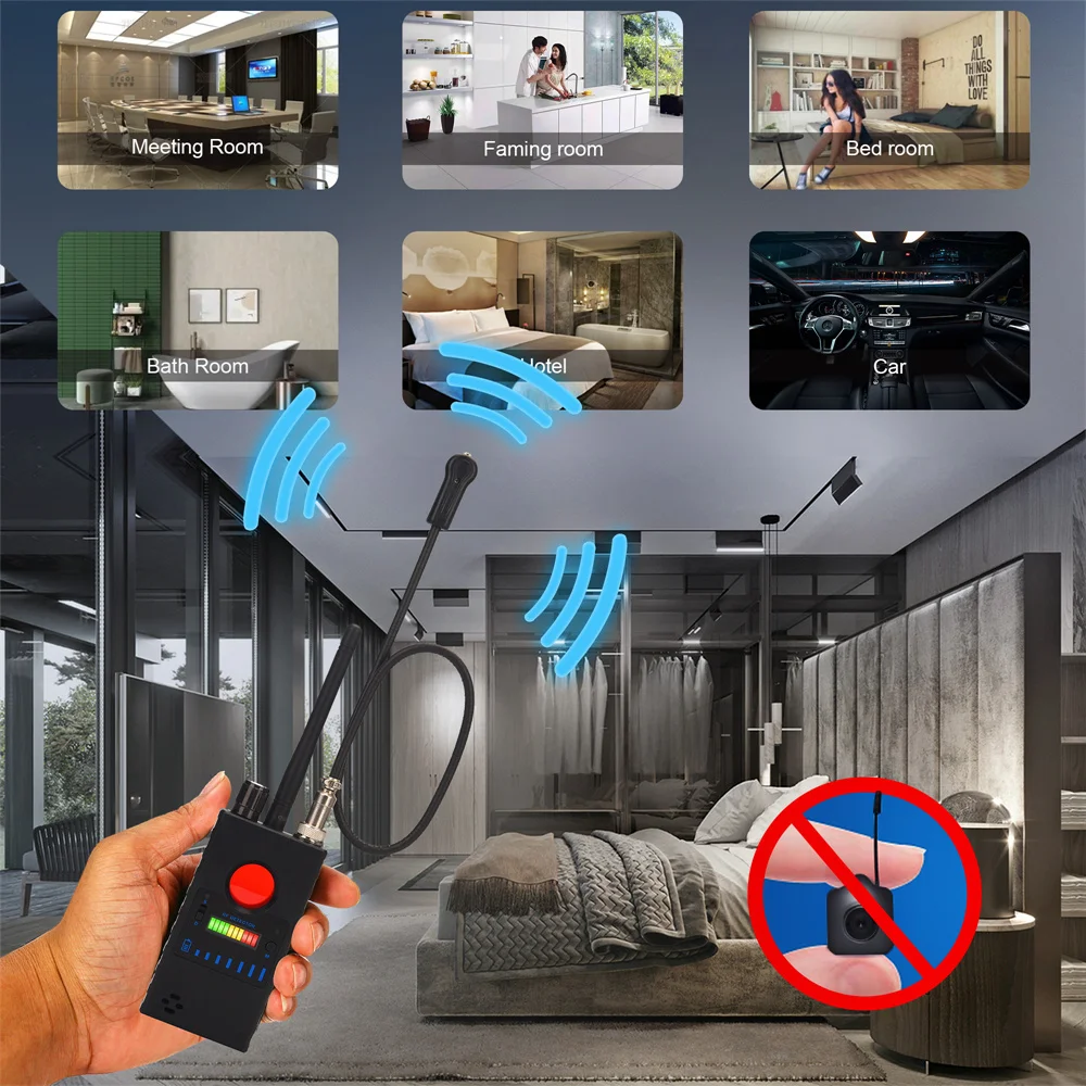 Wireless RF Signal detector Anti-Spy Detectors Spy-Camera GPS Tracker Finder Lens Audio Bug GSM Listening Device Radio Scanner