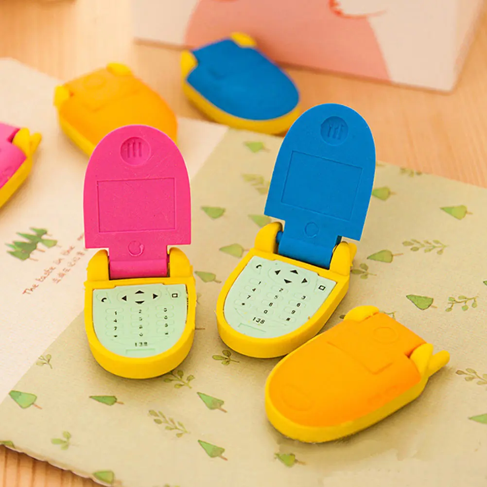 

16 Pcs Mobile Phone Shaped Erasers TPR Material Remove Handwriting Cartoon Design Mini Size Kids Gifts Study Stationery