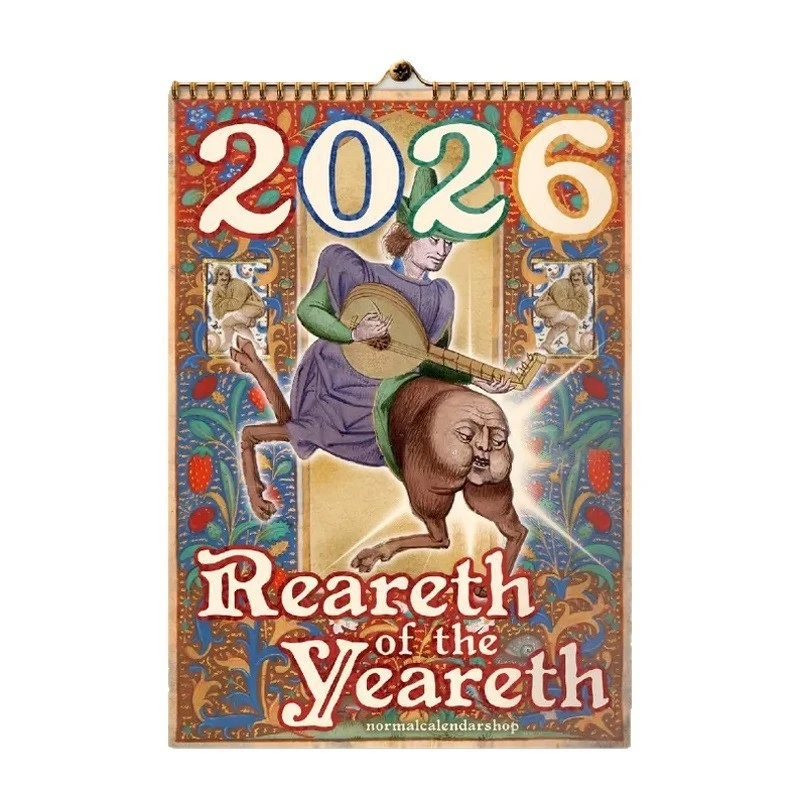 Medievale Bum 2026 Calendario da tavolo Divertente centrotavola da tavolo gotico eccentrico per la casa per adulti Regalo di compleanno di Natale di Halloween