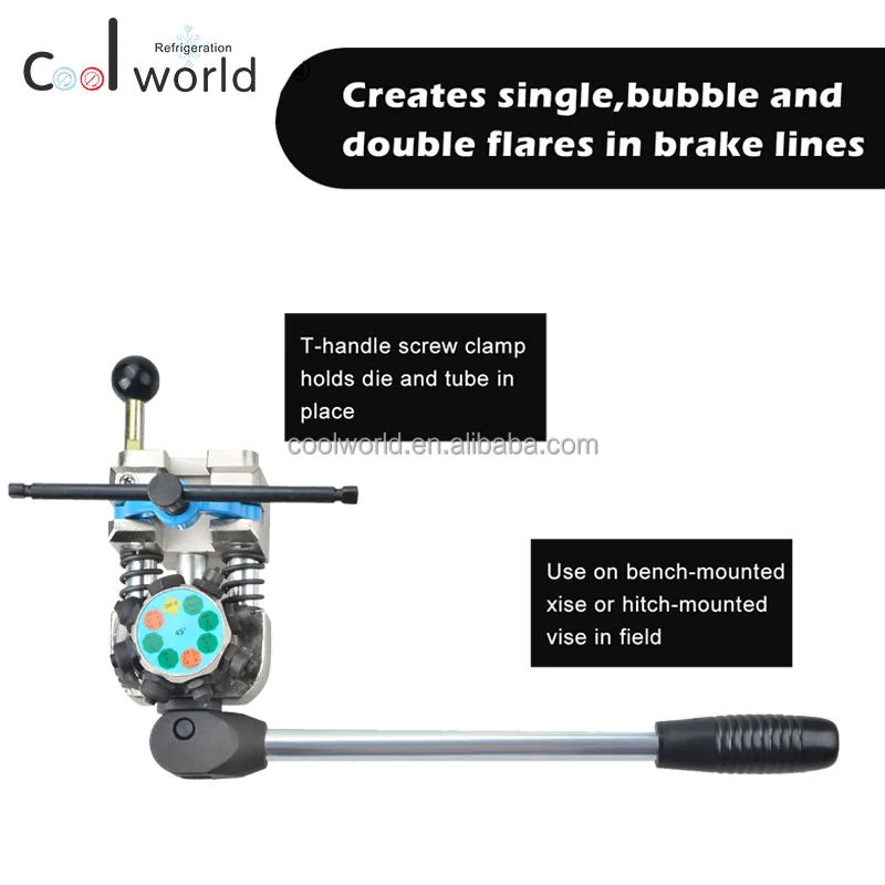 COOLWORLD Professional Brake Line Flaring Tool 45 Degree Set, Single Bubble, Double Flare Tool Kit