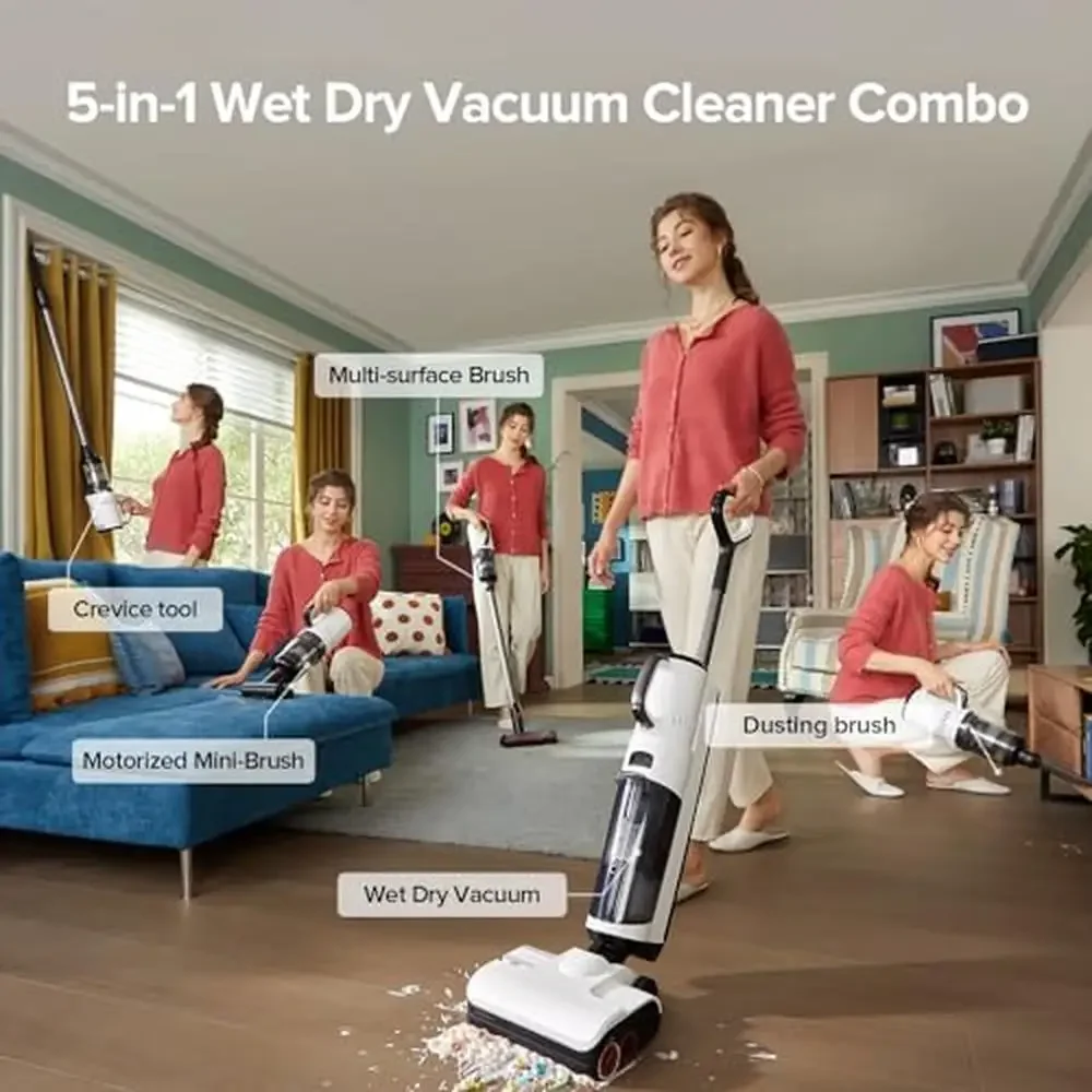 Dyad Pro Combo Cordless Wet Dry Vacuum 5-in-1 Multi-Surface Cleaner 17000Pa Suction Edge-to-Edge Cleaning Self-Cleaning System