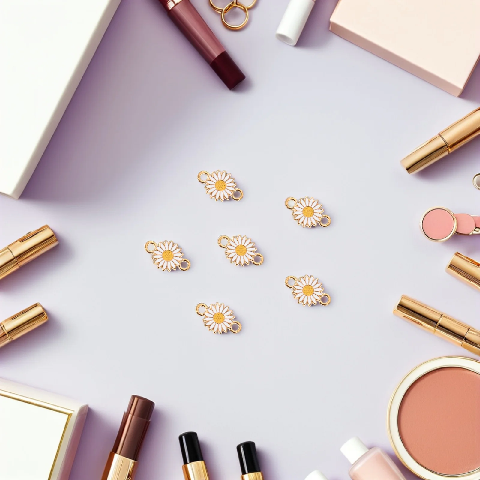 

25 Pcs Alloy Floral Pendants Charm Connector Links Flower Jewellery Cute Charms Daisy