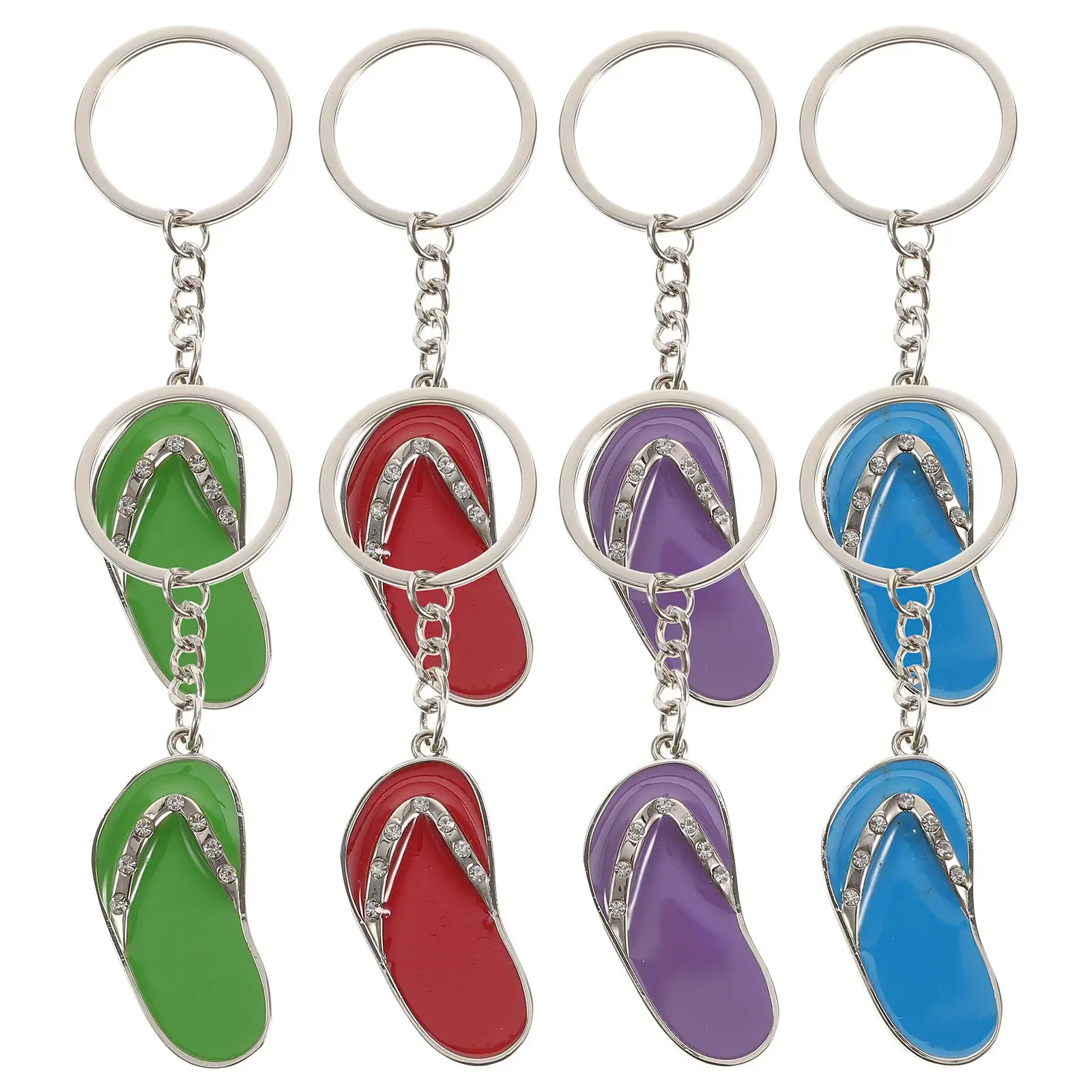 

12 Pcs Keychain Metal Charm Hanging Decor Summer Slipper Pendant Bag Accessory Creative Keyring Compact Size Unique