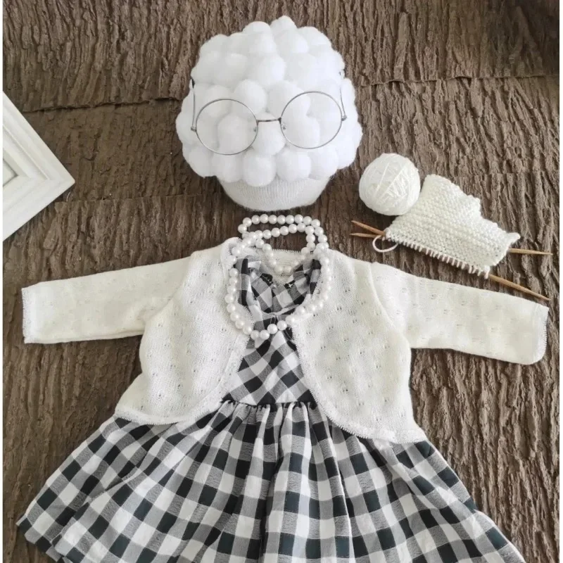 Grandma Grandpa Style Baby Costume Newborn Cosplay Outfit Adorable Photo Props For Baby Girls Boys Studio Portrait Shooting Use