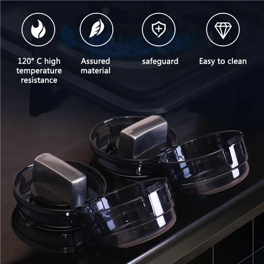 8PCS Gas Stove Knob Covers with Self Adhesive Tape Infant Plastic Baby Protectors Installation Lock Lid Home Switch Protection