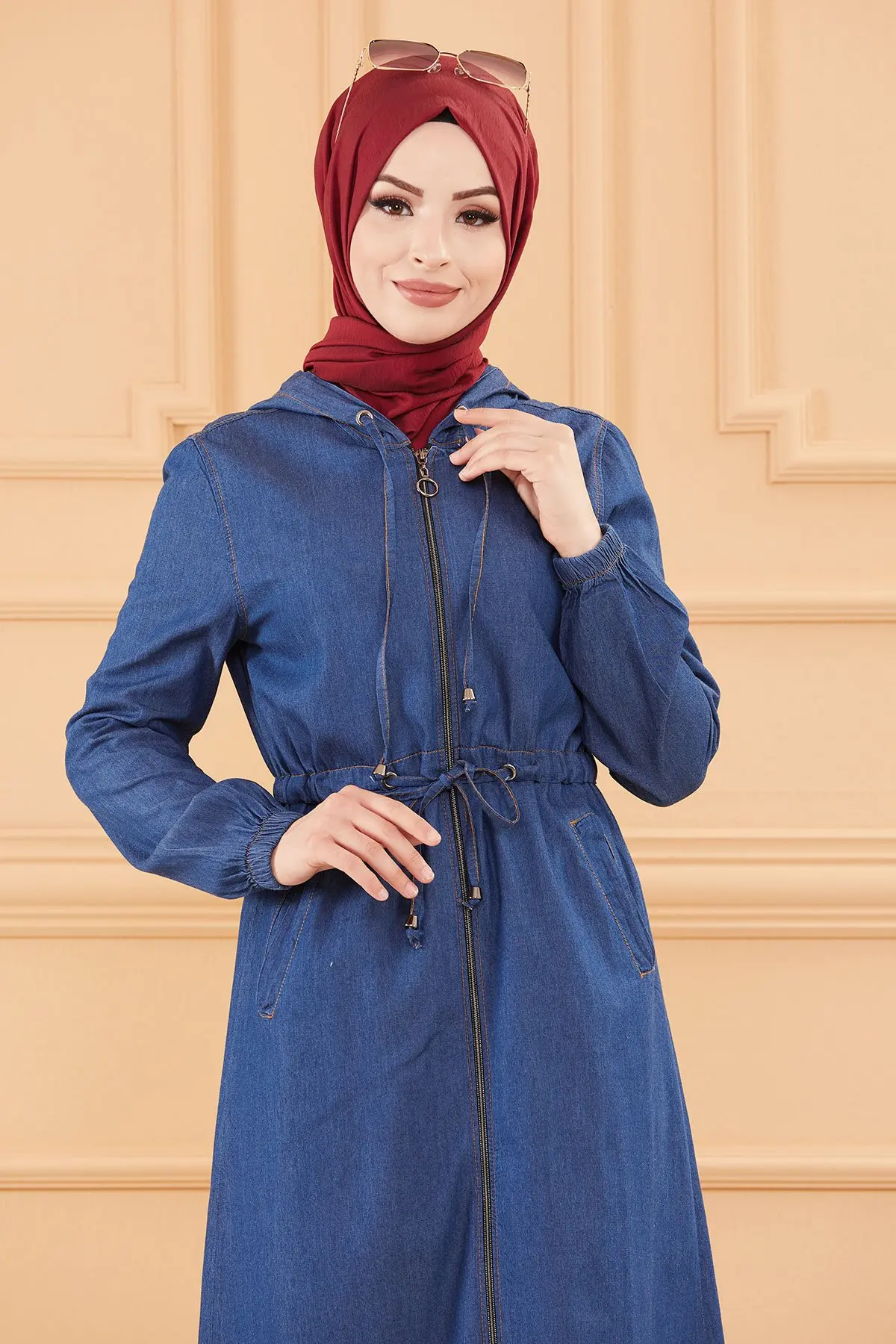 Jeans Ferace Muslim Clothing for Women Winter Autumn 2021 Muslim Women Hijab headscarf Islamic Cardigan Jacket Cap