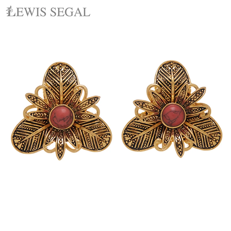 

LEWIS SEGAL Red Turquoise Trefoil Vintage Earrings For Women Aesthetic Personality Trending Clothes Suit Brooch Pin Girls Jewel