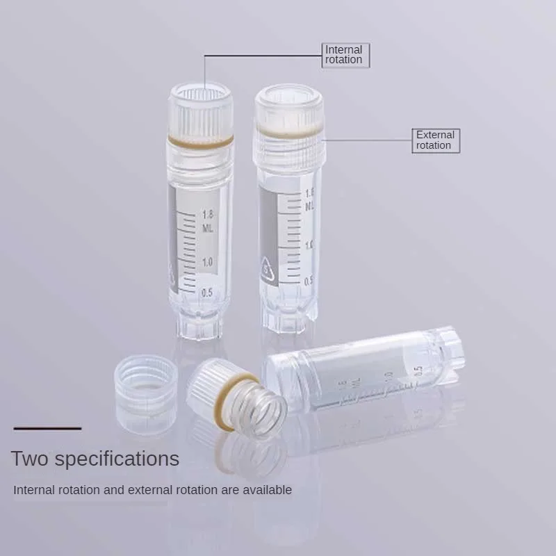 Disposable 50pcs Freezing Tube Cryogenic Vial Self-standing Internal Thread Sterile with White/Clear Screw Cover Freezing Tube