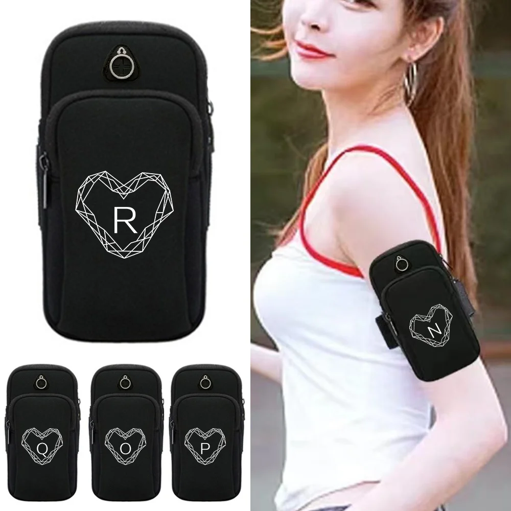 

Sport Arm Bag Mobile Phone Bag Case Fitness Gym Arm Pouch Coin Purse Men Sports Wrist Bag Initial Name Diamond Letter Pattern