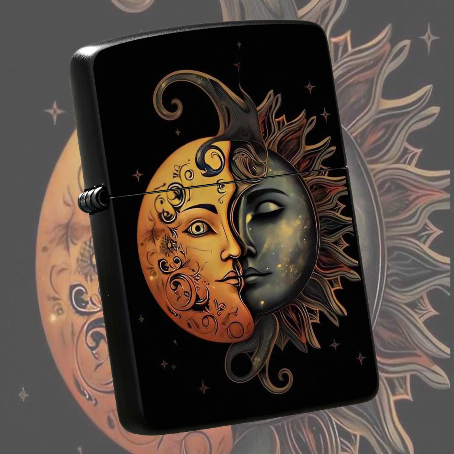 Creative Sun Moon Unity Art Decor Lighter Retro Dreamy Star Moon Themed Portable Ignition Goodie Suitable For Daily Trips Gatherings Various Scenes Exquisite Totem Creates Unique Vibe Chic Practical Gift For Friends Trendy Art Style Carry O