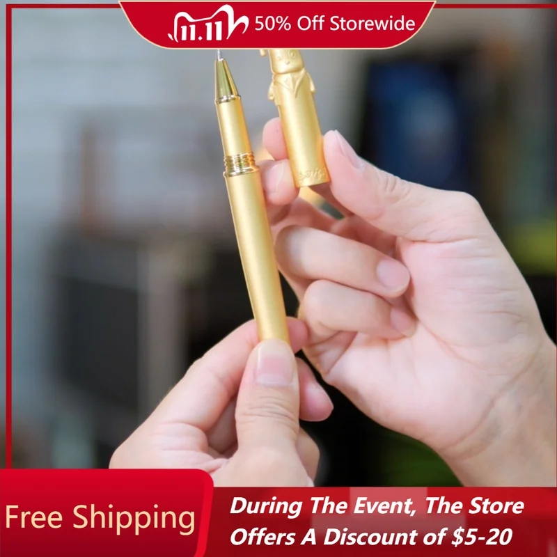 

Limited Edition Brass Commemorative Ballpoint Pen Metal Black 0.5mm Refill Neutral Gel Pen Business Office Signature Stationary