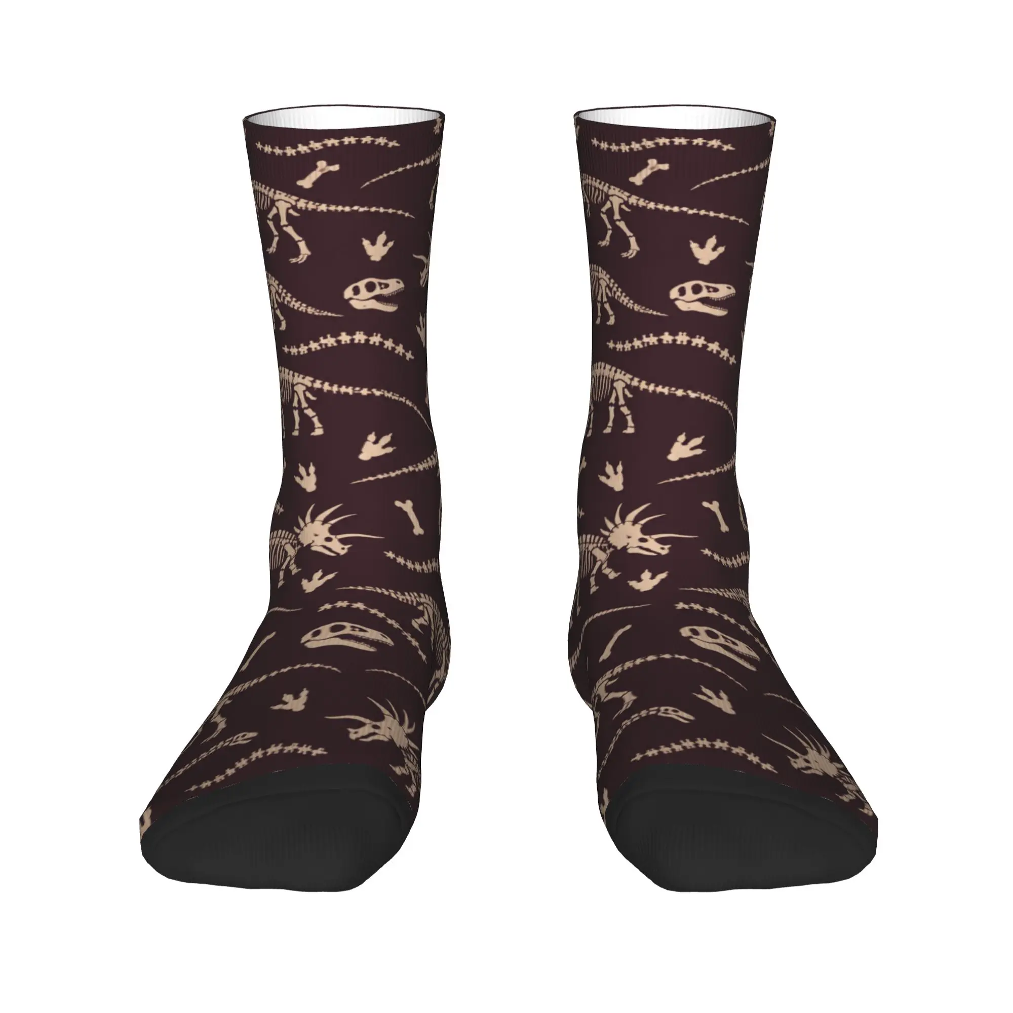 Novelty Retro Fossil Pattern Socks Dinosaur Skeleton Print  Design Stockings Non Slip Socks Soft Autumn Gothic Sports Socks