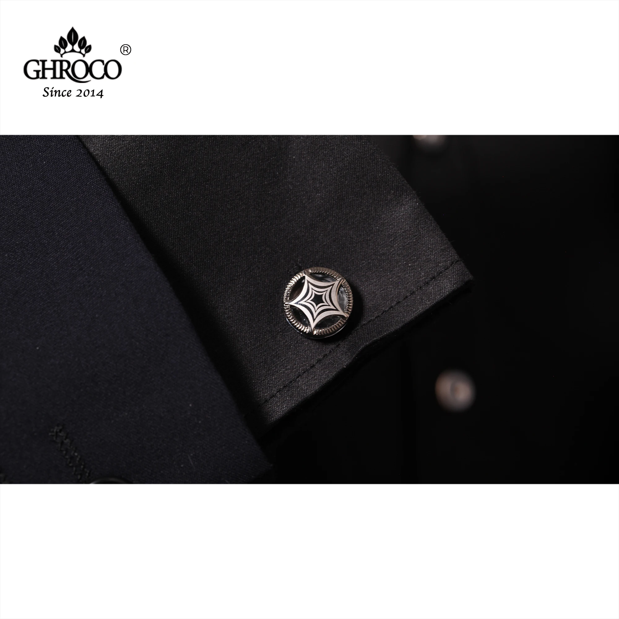 GHROCO High Quality Exquisite Surface Laser Printe Star Round Shirt Cufflinks Fashion Luxury Gifts for Business Men Women