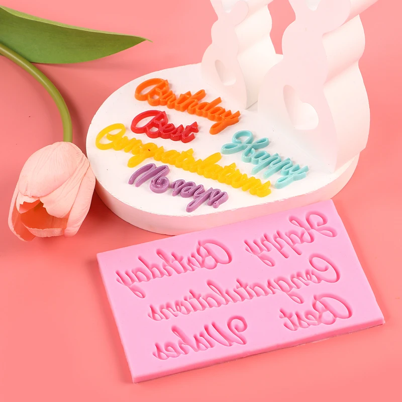 Happy Birthday Silicone Mold Birthday Alphabet Letter Cake Decoration Fondant Chocolate Candy Cupcake Topper for Birthday Party view 5
