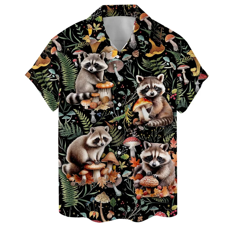 Shirts for Children Boy's Animal Print Short Sleeve Hawaiian Girl Shirts Button Lapel Fashion Outerwear Tops Children's Blouse