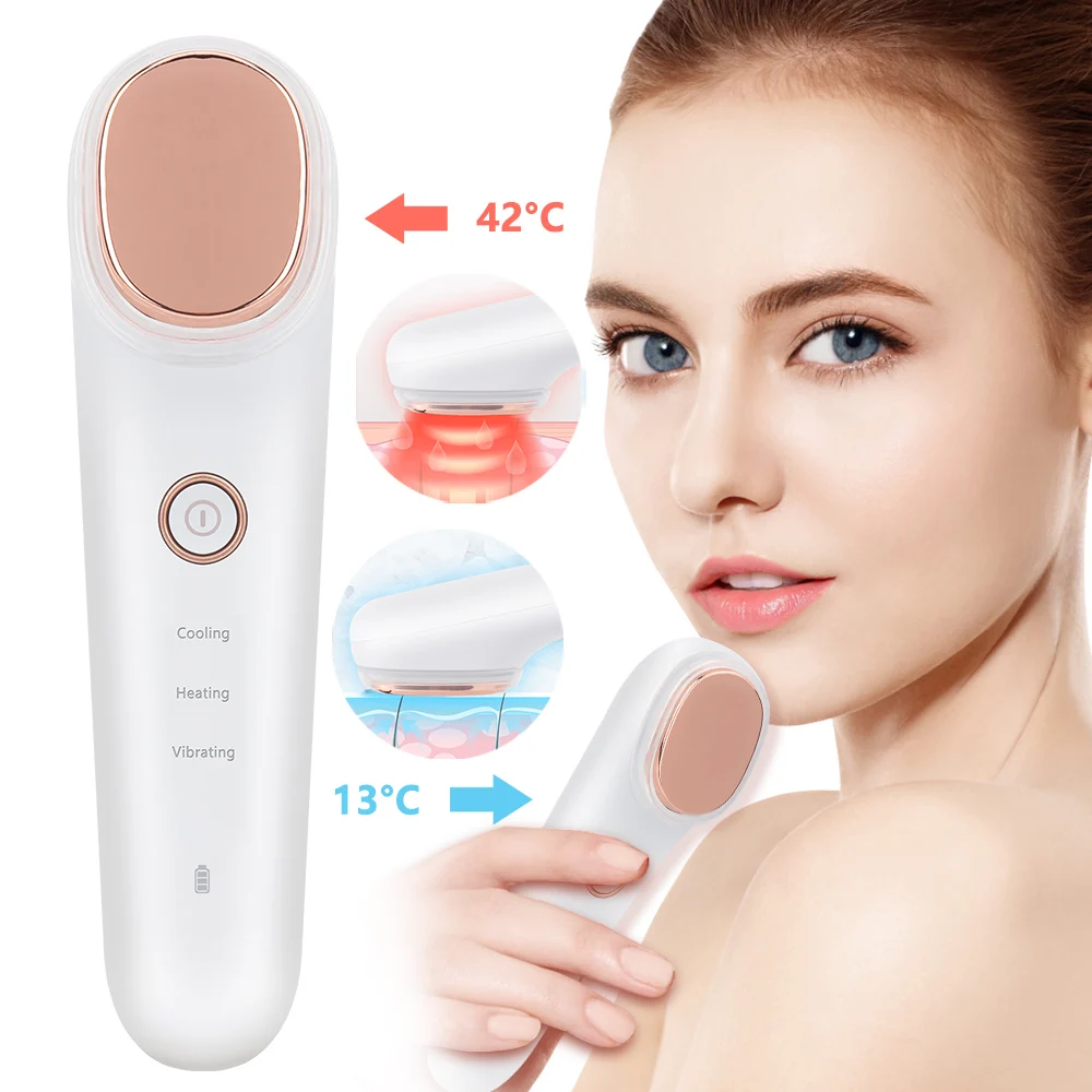 

Facial Hot&Cold Vibration Massager Ice Skin Care Cryotherapy Calm Skin Shrink Pore Warm Heating Relax Skin Lifting Beauty Device