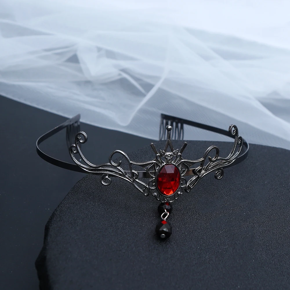 1 قطعة الأزياء القوطية مصاص دماء الشعر تاج بلورات معقد الظلام الخيال تصميم الكمال القوطي حفلات الزفاف تأثيري المناسبات الغامضة #2