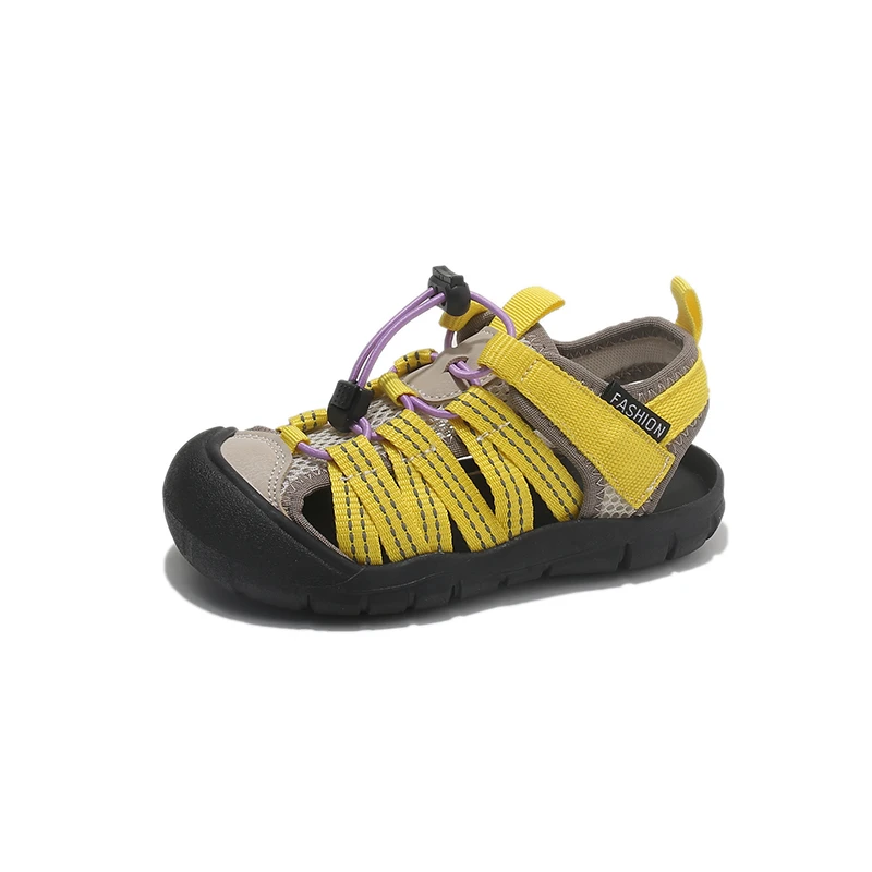 2026 New Kids Bungee Cord Sandals Anti-Collision Toe Protection Summer Beach Shoes Breathable Mesh Boys Girls Outdoor Sandals
