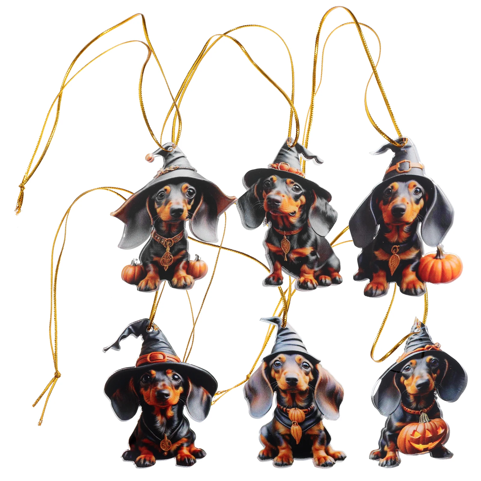 

6 Pcs Christmas Decoration Dachshund Pendant Dog Decorations Hanging Ornaments Jewelry Household Car Home