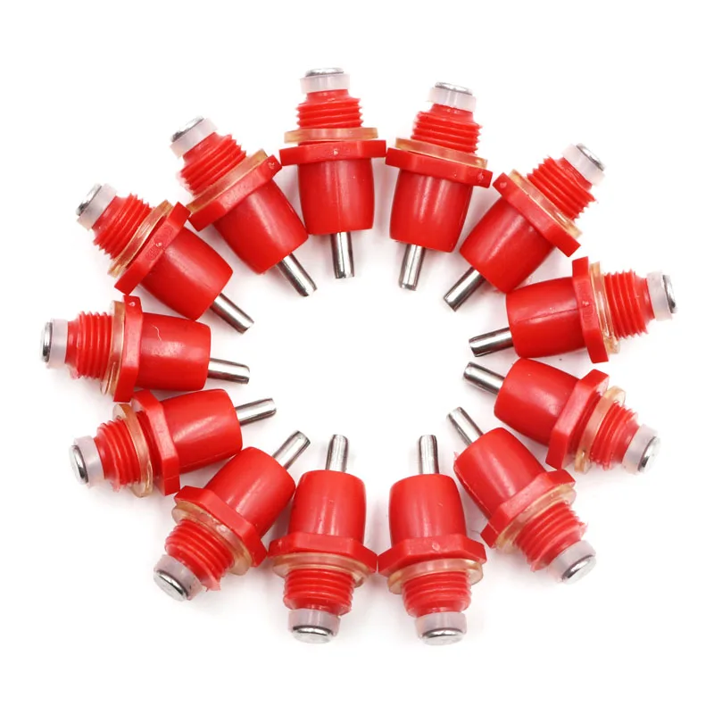 10Pcs Chicken Bird Water Nipple Drinker Drinking Fountain Red Spring Type Mouth Water Poultry Farming Feeding Equipment