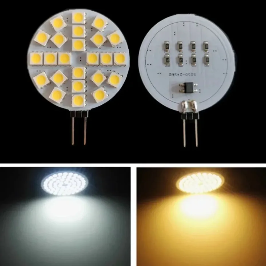 G4 소켓 5050 SMD LED 전구, DC 12V, 할로겐 바이 핀 램프 교체, LED 전구, 1.2W, 1.8W, 2.4W, 4.8W, 웜 화이트, 콜드 화이트 LED 조명