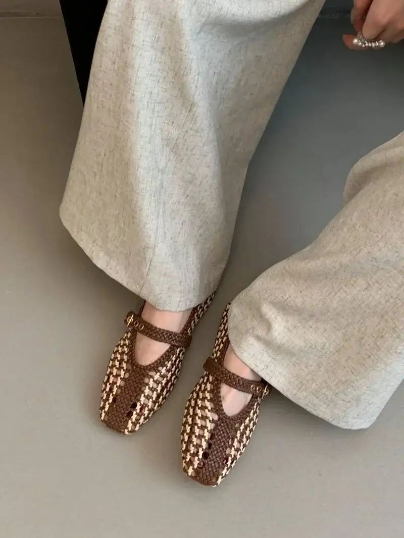 

Mesh Ballet Flats Red Mary Janes Shoes WomenRound Toe New Fashion Pumps Flat Ballerina Shoes