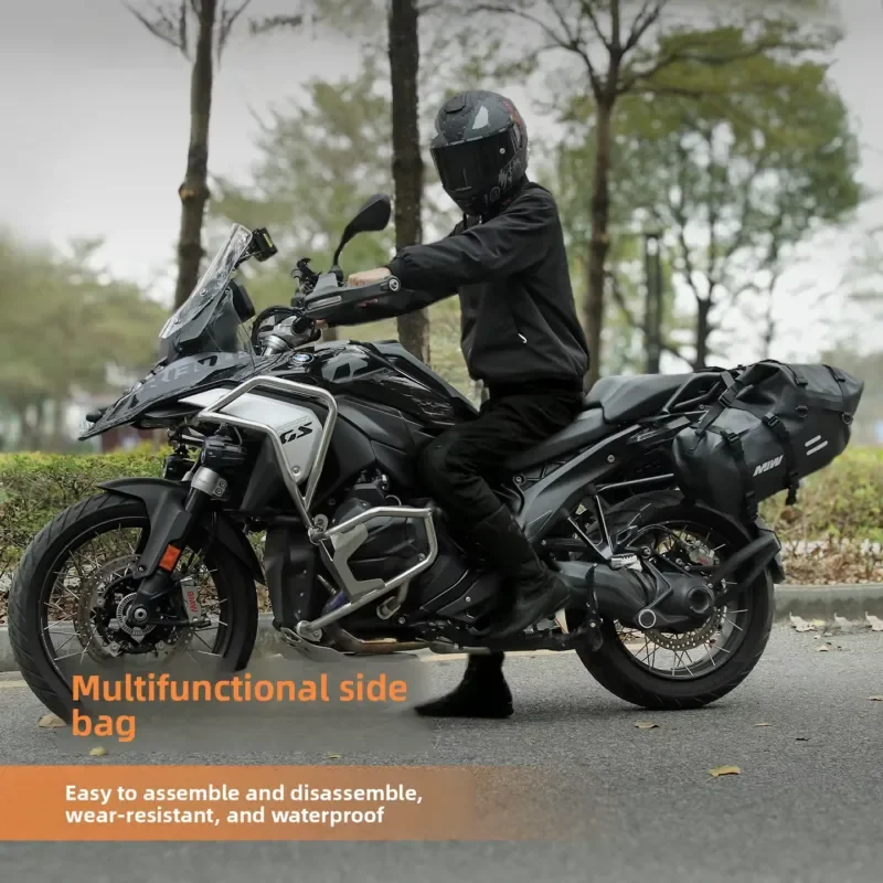 Outdoor motorcycle multi-functional waterproof side bag and tail bag large-capacity reflective and anti-drop riding suitcase