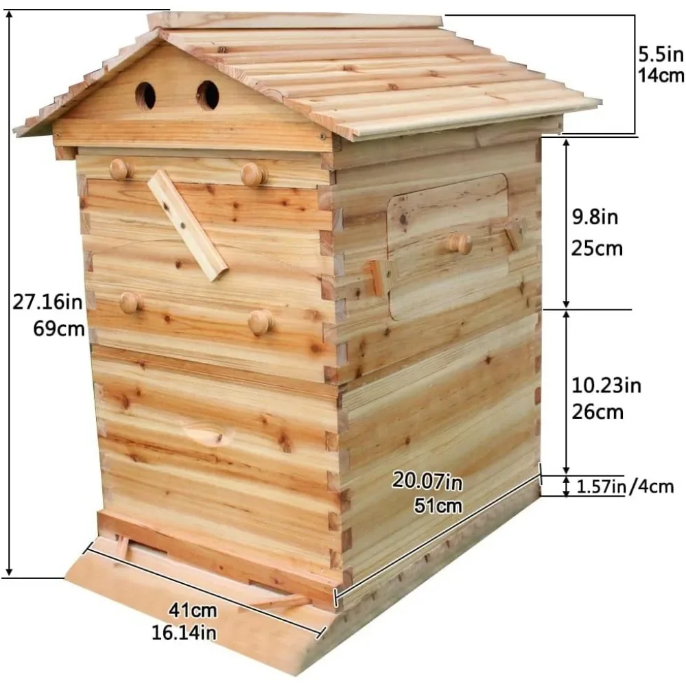 

Bee Hive, Beehive with 7pcs Auto Super Frames, Bee House with 1pcs Super Boxes, 1pcs Brood Boxes(No Brood Frames), Bee Hives St