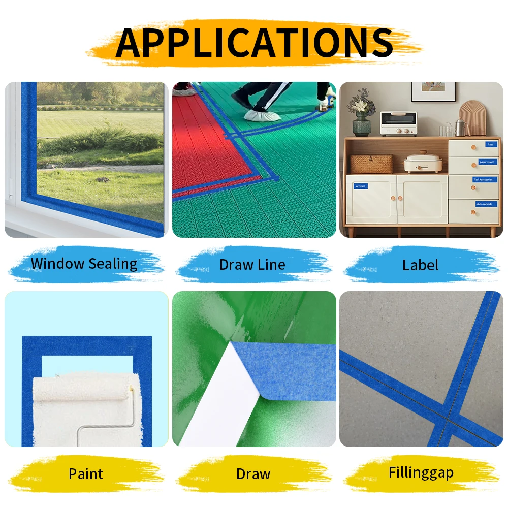 8 rotoli di nastro blu per pittori, 2 cm x 20 metri, materiale cartaceo, con supporto adesivo, per casa, ufficio, scuola, arte fai da te, artigianato e