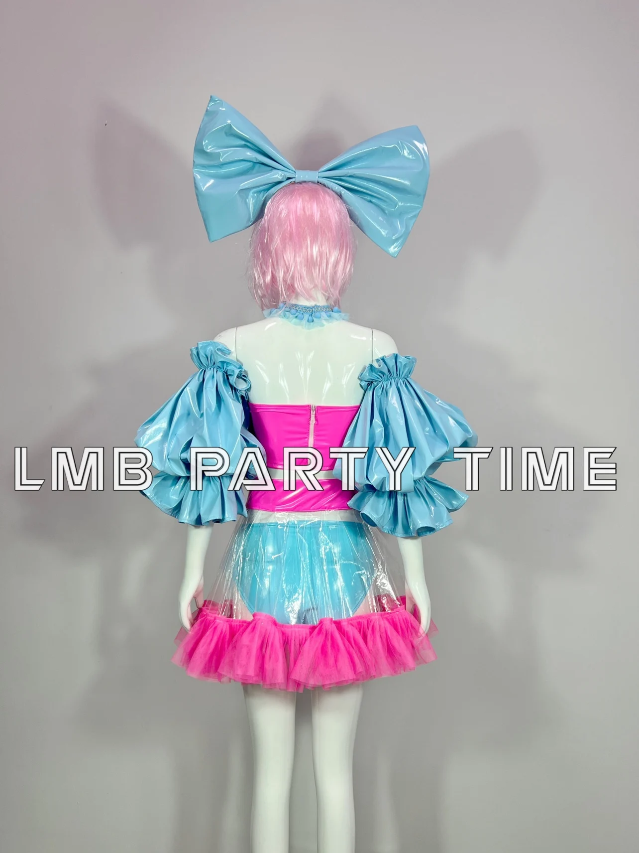 맞춤형 나이트클럽 고고 크리스마스 반짝이는 가죽 리본 발렌타인데이 걸그룹 숏 스커트 공연 드레스 바 리드 댄스 DS