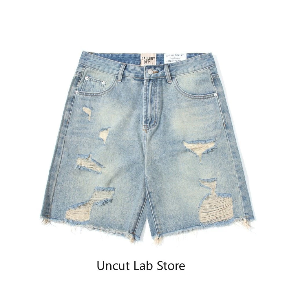 Gallery Dept American retro washed old ripped loose straight five-point denim shorts