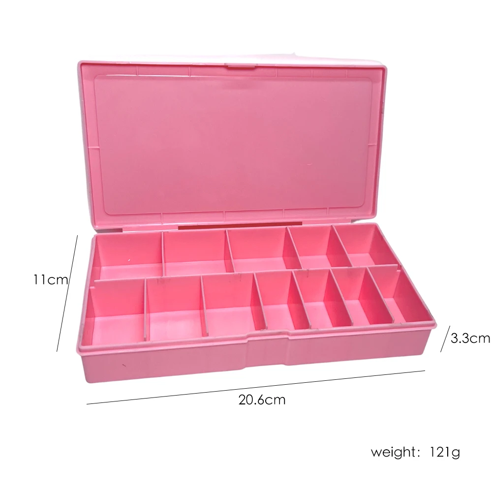 Newest Plastic Nail Tip Box Organizer with 12 Slot for Fake Nail Rhinestone Glitter Jewelry Empty Acrylic Nail Organizer Case