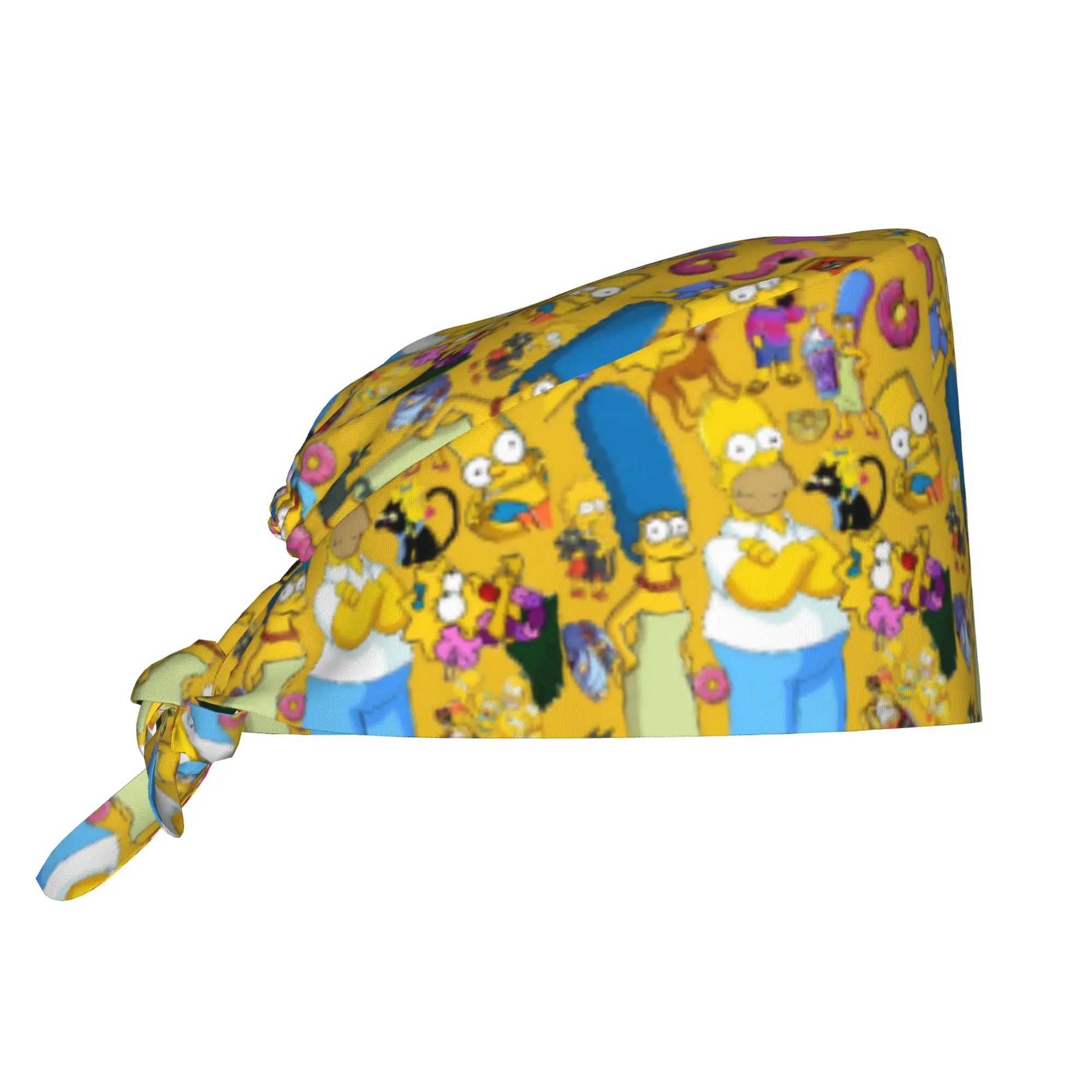 Custom S-Simpsoned Cartoon Medical Staff Scrubs Hat Men Women Homer Manga For Chef Hat Scrub Caps