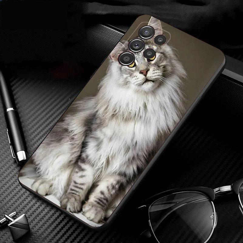 Phone Case for Samsung Galaxy S25 S24 S23 S22 S21 Ultra S24 S23 S22 S21 Plus S24 S21 S20 FE Maine Coon Cat