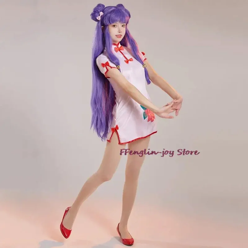 Gameboy Shampoo Cosplay Cheongsam Vestito Cos Anime Gameboy Ruolo Shampoo Cameriera Vestito Costume Sexy Set Completo Parrucca Viola