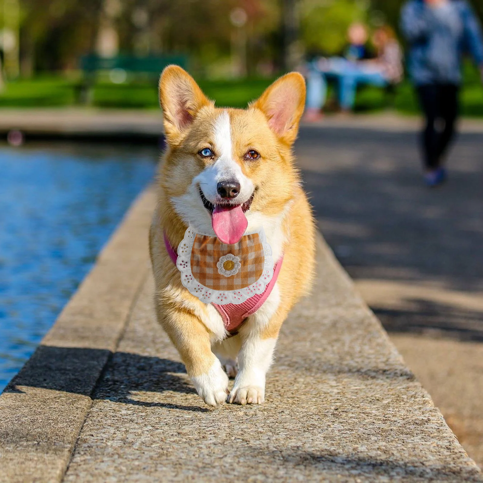 

Pet Bandana Bib Cotton Washable Dog Neckerchief Scarf Lattice Flower Decor Puppy Apparel Accessories Small Dogs Cats