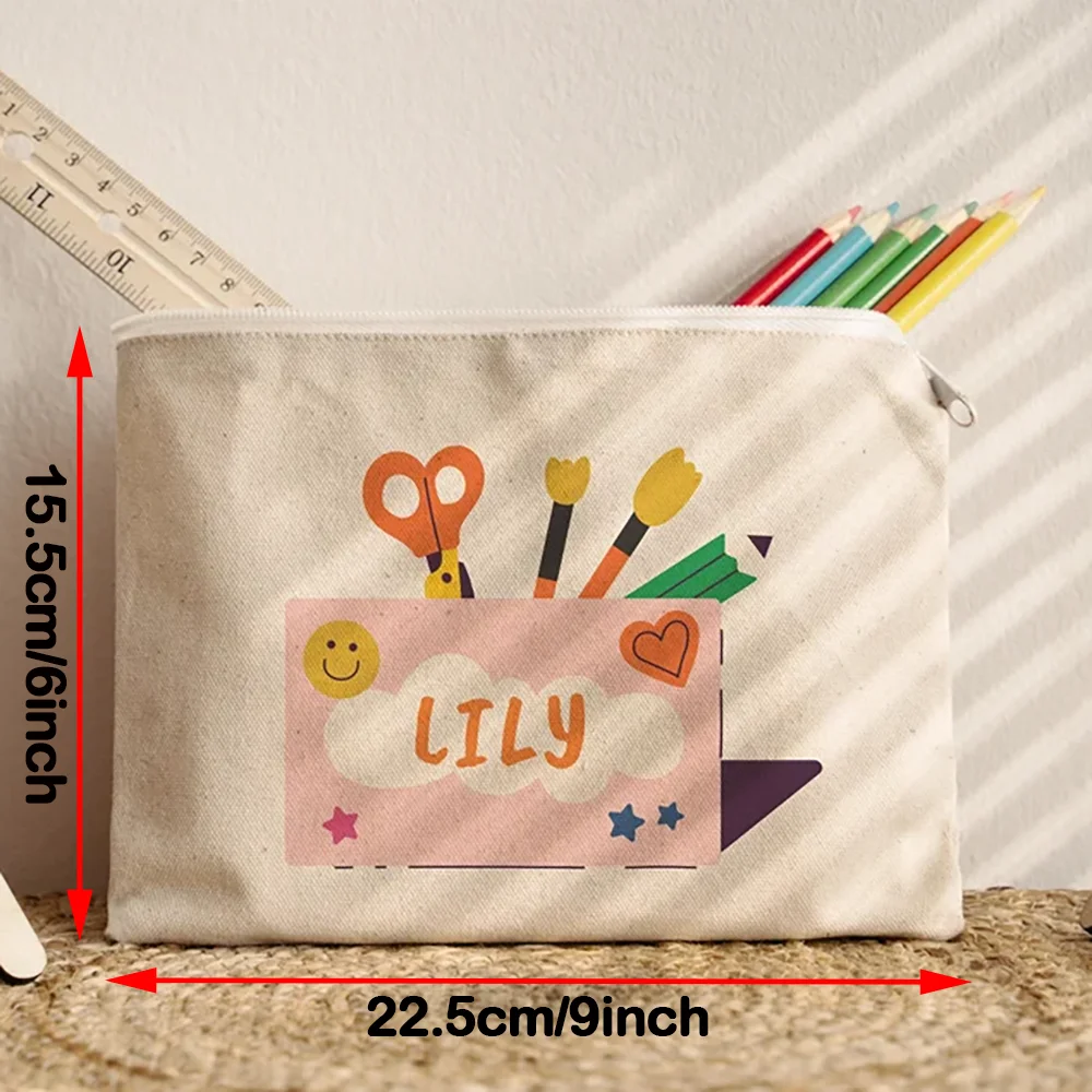 Custom Canvas Pencil Case Back To School Thank You Gift Children's Birthday Gift Teacher School Supplies Stationery Storage Bag