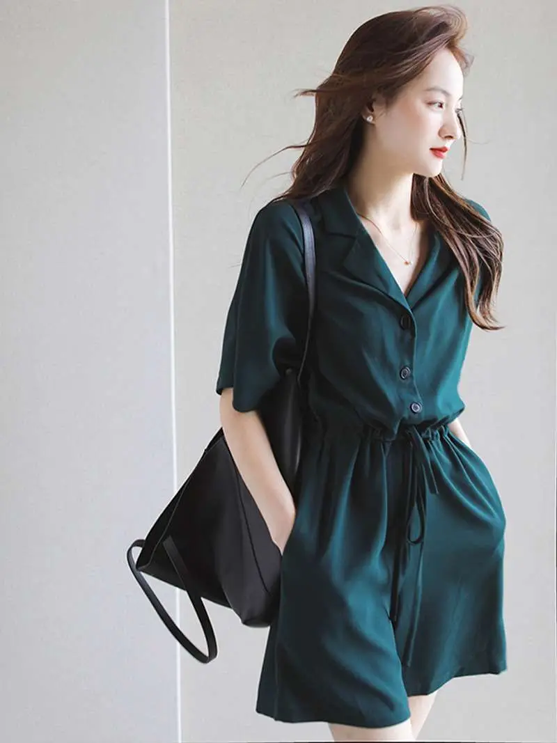 

Ретро-комбинезон с высокой талией, свободного кроя, женский, летний, новый, из ПВХ и полиэфирного волокна, 100% полиэстер