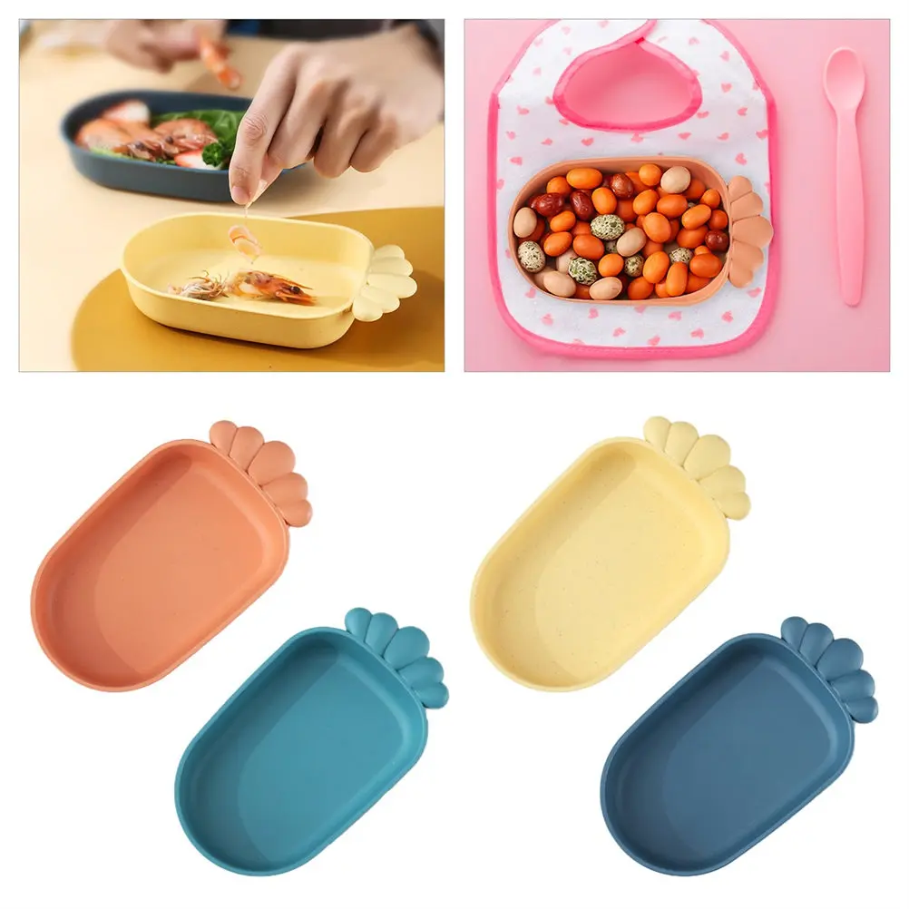 

Набор из 4 детских тарелок для еды из пшеничного волокна, безопасные, с закругленными краями, для прикорма, контейнеры для еды, кухонные принадлежности