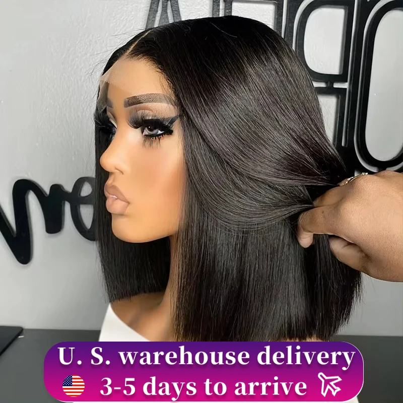 250% Brazilian Bone Straight Short Bob 13x4 Lace Frontal Human Hair 13x6 HD Transparent Lace Front 5x5 Closure Bob Wig For Women