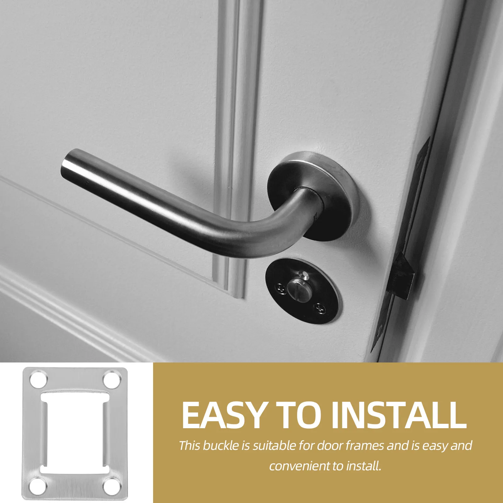 6Pcs Lock Accessories Stainless Steel Door Strike Plate Thickened Reinforcement Plate for Exterior Door Deadbolt Installation