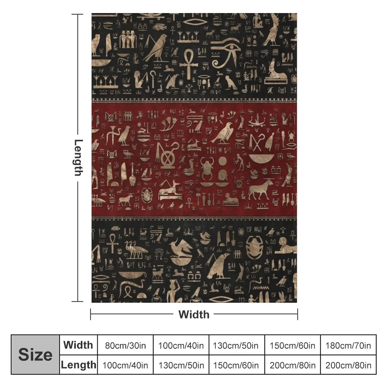 Ancient Egyptian hieroglyphs - Black and Red Leather and gold Throw Blanket Luxury St Hairy Thermal sofa bed Blankets