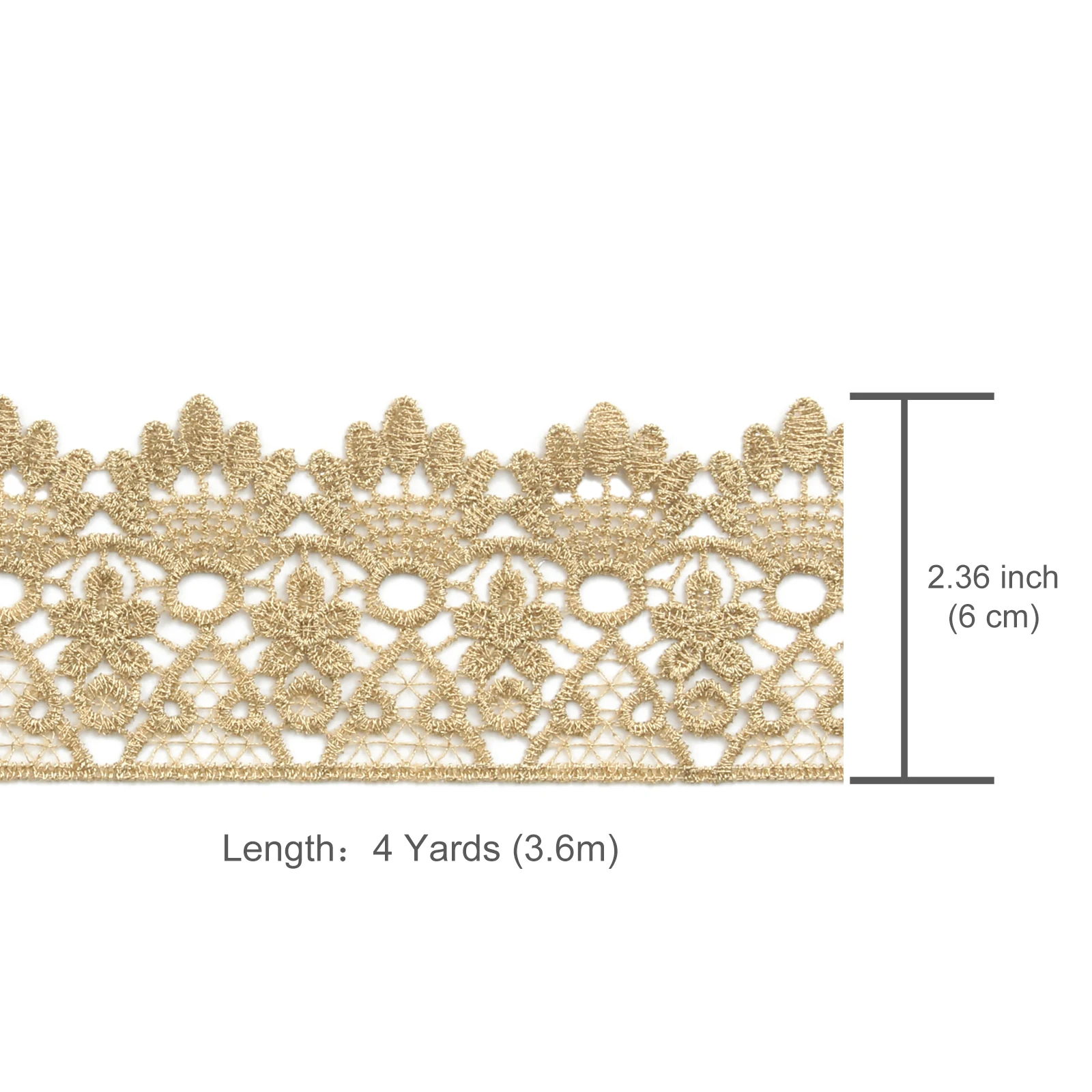 4 Yards Gold Lace Sewing Trim Gold Trim Metallic Venice Lace Trim Gold Embroidery Craft Lace for Clothes Curtains Decoration